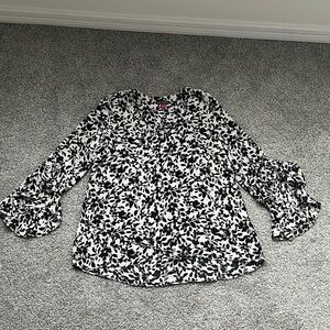 Vince Camuto Black & White Bell Sleeve Shirt